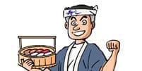 ガッツポーズの板前